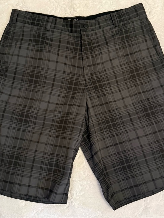 IKE Gol Other - Men's Black and Gray Plaid Flat Front Shorts